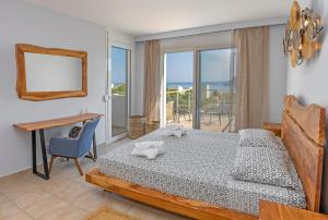 Posteľ alebo postele v izbe v ubytovaní Lindos Villa Agape