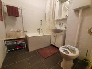 a bathroom with a toilet and a tub and a sink at Apartman Ante in Livno +14 photos