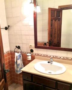 a bathroom with a sink and a mirror at Casa en Busquistar in Busquístar