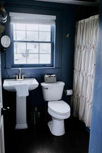 a bathroom with a toilet and a sink and a window at Mayhurst Estate in Orange