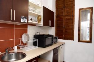 a kitchen with a sink and a microwave at Santa Sofia in Sofia