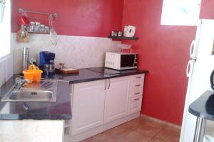 Η κουζίνα ή μικρή κουζίνα στο Studio cosy aux Abymes, piscine et jardin, 25 m² +3 φωτογραφίες