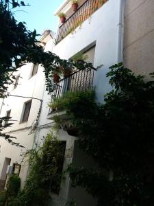 een wit gebouw met potplanten op een balkon bij Spacious comfortable house in Quesada with balcony in Quesada