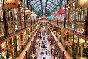 an overhead view of a shopping mall with people at A Cozy & Spacious Apt for 6 Next to Darling Harbour in Sydney