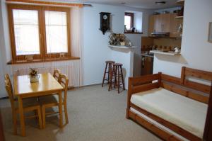 Kuchyň nebo kuchyňský kout v ubytování Apartments Hážovský Dvůr