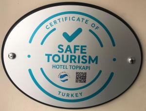 Certifikát, hodnocení, plakát nebo jiný dokument vystavený v ubytování Hotel Topkapı