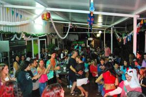 a crowd of people standing in a room at Comfortable Bungalow Near Pataias with Shared Pool in Pataias +42 photos