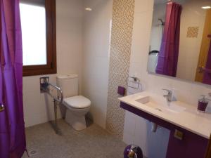 a bathroom with a toilet and a sink at Casa rural Navarra para niños, accesible para grupos grandes de 14-16 personas Belastegui II in Eulz +33 photos
