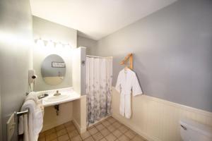 a bathroom with a sink and a shower at Inn at St John Portland In-Town in Portland