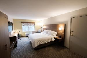 um quarto de hotel com uma cama e uma secretária em Holiday Inn Express Atlanta - Northeast I-85 - Clairmont Road, an IHG Hotel em Atlanta