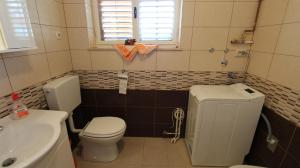 een kleine badkamer met toilet en wastafel bij Apartments Duda in Malinska +28 foto's