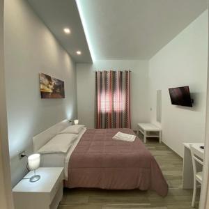 蘭佩杜薩的住宿－B&B La Casa di Pino，一间卧室设有一张大床和一个窗户。