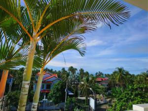 a palm tree in front of a house at Hung Phuc Mui Ne Hotel in Mui Ne