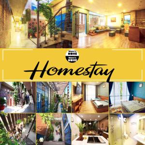 un collage di foto di una casa con le parole homepage di Kiara's Home a Hai Phong