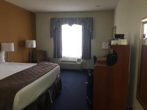 a hotel room with a bed and a window at Baymont by Wyndham Albany in Albany