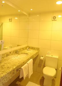 ein Bad mit einem Waschbecken und einem WC in der Unterkunft Imigrantes Hotel in Santa Rosa