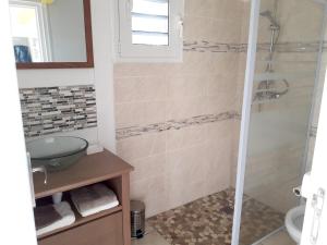 Ένα μπάνιο στο Bungalow chic à Sainte-Rose + piscine. +7 φωτογραφίες