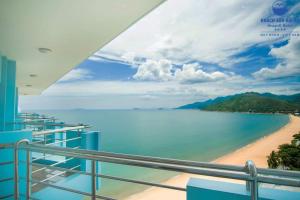 a view of the beach from the balcony of a cruise ship at Seagull Hotel in Quy Nhon