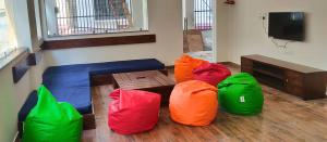 TV a/nebo společenská místnost v ubytování Joey's Hostel Rishikesh