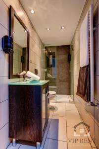 a bathroom with a sink and a toilet and a shower at Casa Pairal Candia in Encamp