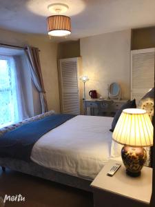 1 dormitorio con 1 cama y 1 lámpara en una mesa en Mulgrave Lodge, en Dun Laoghaire