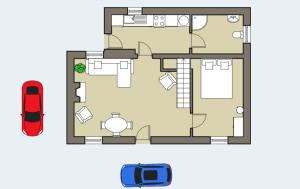 a floor plan of a house with a car at Hidden Hills Waterville - Private Farmhouse in Waterville +32 photos