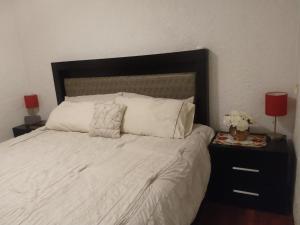 Giường trong phòng chung tại Residence Xochimilco Cdmx