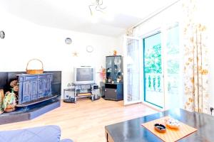 Televízia a/alebo spoločenská miestnosť v ubytovaní Charming apartment with private pool in Mastrinka - 98 sqm