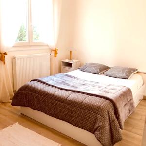 Un pat sau paturi într-o cameră la Maison d'une chambre avec jardin amenage et wifi a Saint Julien