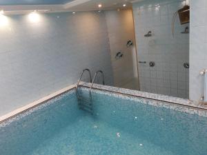 a bathroom with a swimming pool and a shower at Orange Hotel in Lviv