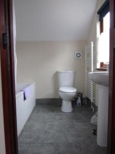 a bathroom with a toilet and a sink at Deerewood Cottage in Thorpe Market