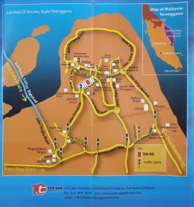 un mapa del complejo de alojamiento de la posada Houston en Ten Inn en Kuala Terengganu