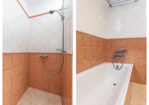 two pictures of a shower in a bathroom at Surfescape Fuerteventura in Lajares