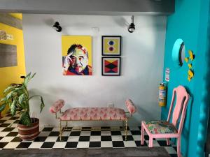 A seating area at Imagine hostel