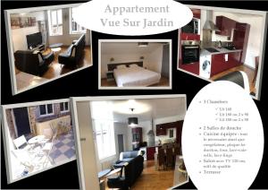 a collage of photos of a living room and a bedroom at Comme chez soi in Givet