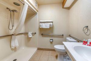 a bathroom with a toilet and a tub and a sink at Econo Lodge North Academy in Colorado Springs