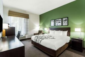 a hotel room with a bed and a desk at Sleep Inn & Suites Smithfield near I-95 in Smithfield +21 photos
