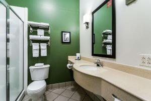 a green bathroom with a toilet and a sink at Sleep Inn & Suites Smithfield near I-95 in Smithfield +22 photos