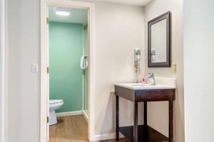 a bathroom with a sink and a toilet at Quality Inn & Suites in Lincoln