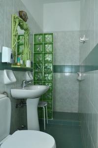 クフォニシアにあるVilla Ostriaのバスルーム(洗面台、トイレ、シャワー付)