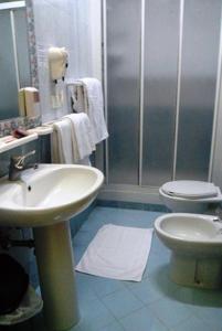 bagno con lavandino e servizi igienici di Hotel Alba a Pescara