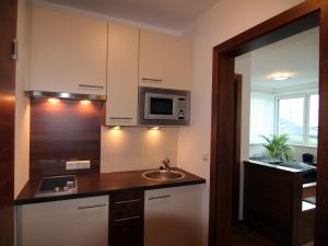 Kuchyň nebo kuchyňský kout v ubytování Apartments Schloß-Weißenstein-Straße