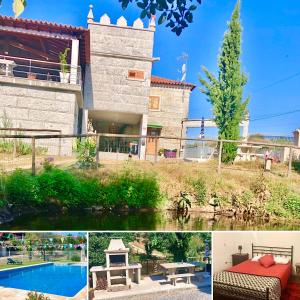 a collage of pictures of a house and a pool at Casa da Quinta da Prelada Simão partie basse in Celorico de Basto