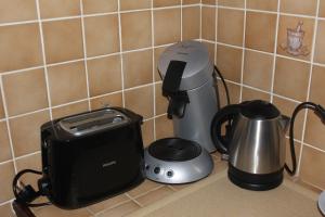 Příslušenství pro přípravu čaje a kávy v ubytování Appartement Le Savoisien