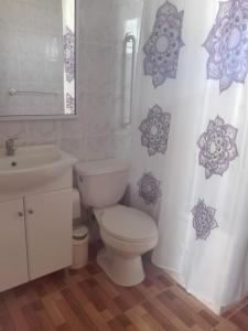 a bathroom with a toilet and a sink at Estancia Pacífico in Punta de Choros