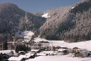 uma pequena cidade numa montanha coberta de neve em Sport-Alpin-Wohnung-5 em Oberstdorf