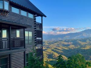 a house with a view of the mountains at A View from the Top in Sevierville