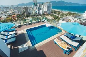 a swimming pool on the roof of a cruise ship at Adaline Hotel and Suite in Danang