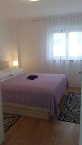 1 dormitorio con cama y ventana en Family Holiday Home, en Turanj