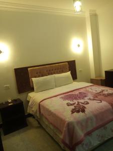 1 dormitorio con 1 cama grande en una habitación en Arabian Nights Hostel, en El Cairo